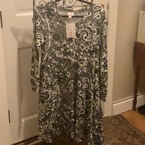 LuLaRoe Emily swing dress, long sleeve, new w/ tags, pockets! Black, gray white